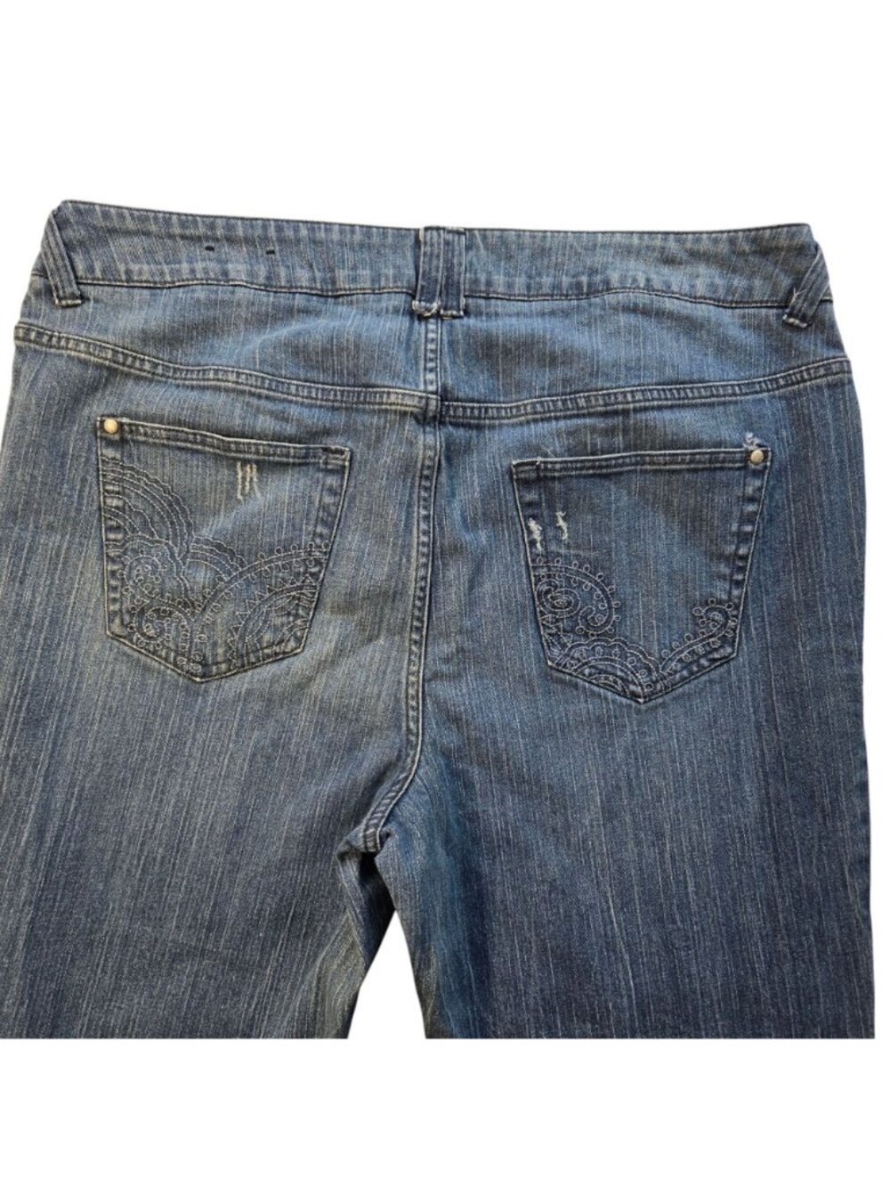 Lane Bryant Womens Embroidered Denim Jeans Distressed Medium Wash Size 20 Averag - Picture 4 of 16